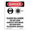 Signmission OSHA Danger Sign, Class IIIa Laser Do, 10in X 7in Decal, 10" H, 7" W, Portrait, Class IIIa Laser Do OS-DS-D-710-V-1416